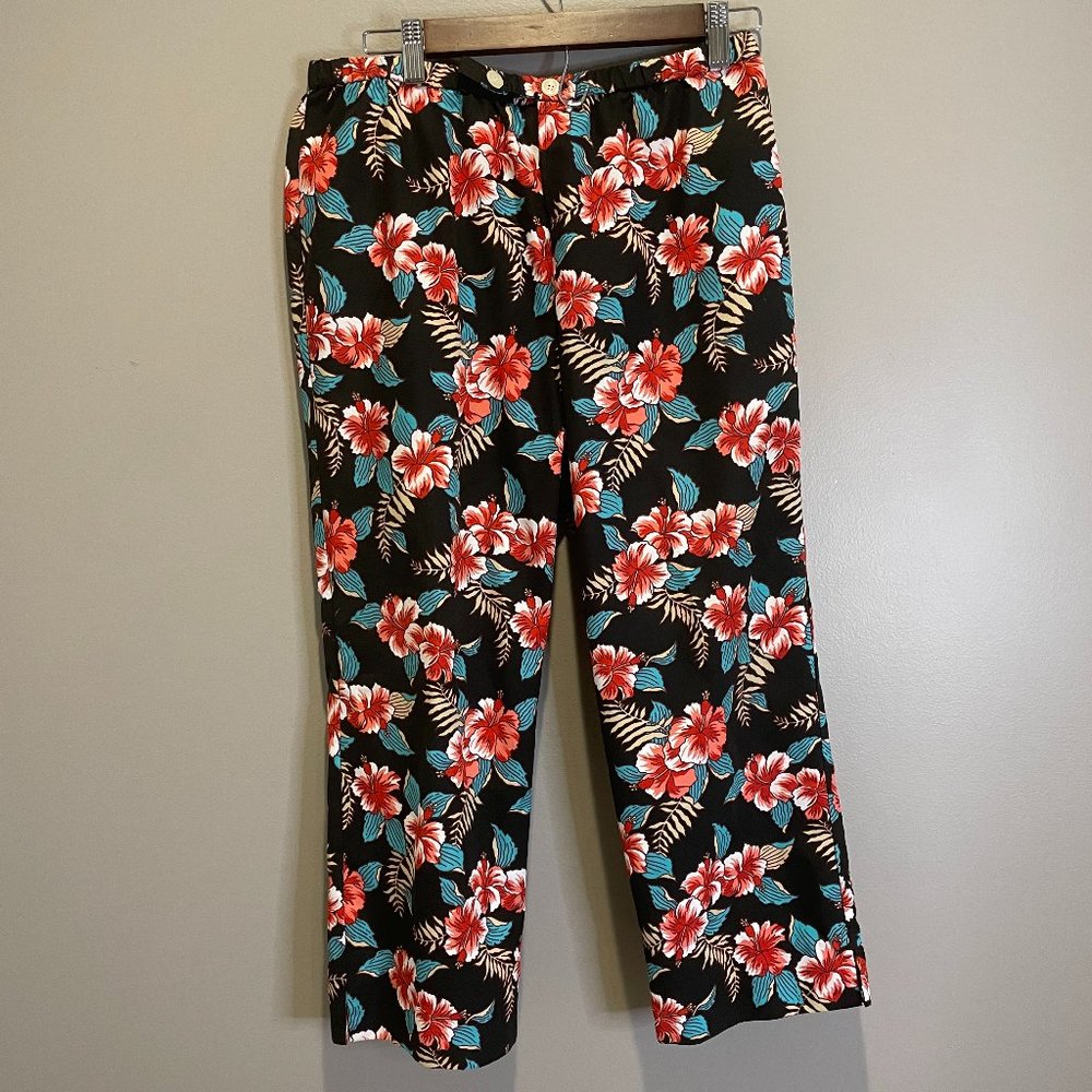 S&D Womens Lght Wgt Stretchy Waist Floral Print Pants sz L